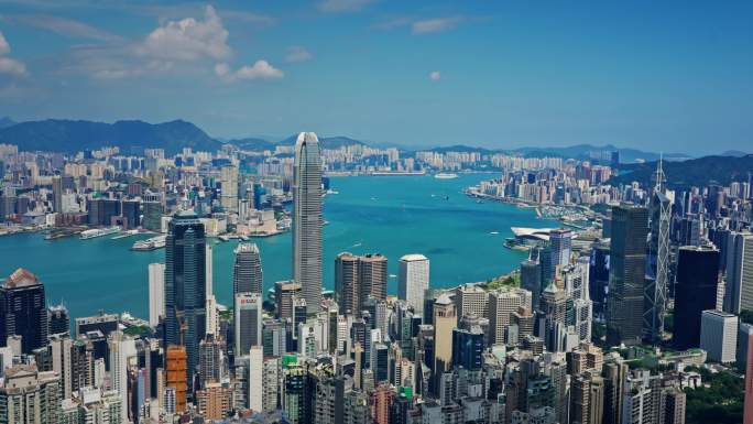 【正版素材】香港大景全景大气俯拍7265