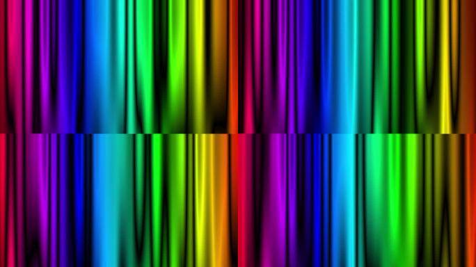 抽象的动画背景材料与彩虹色(7色)绸缎般的舞台窗帘
