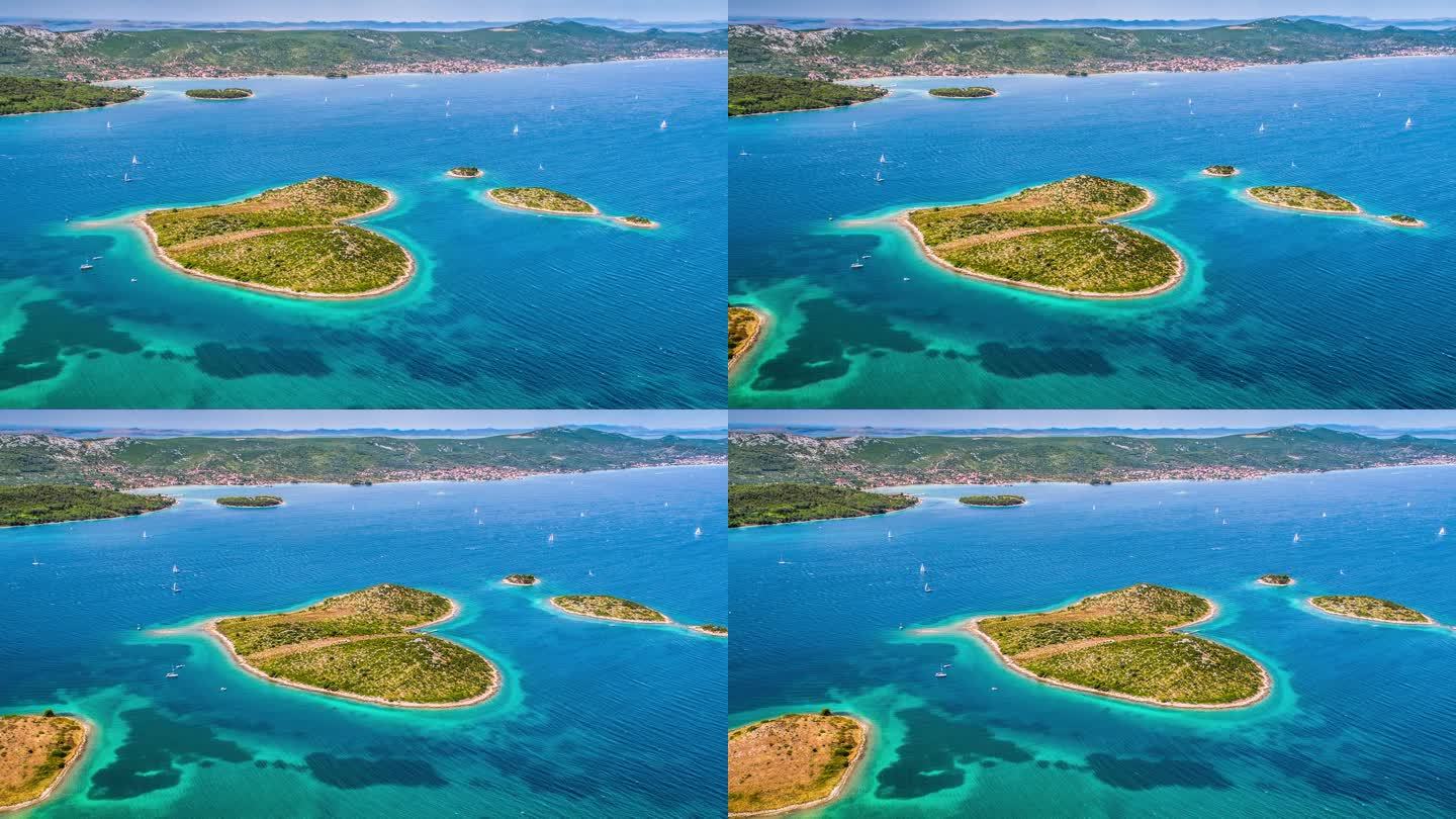 Galešnjak克罗地亚的心形岛屿