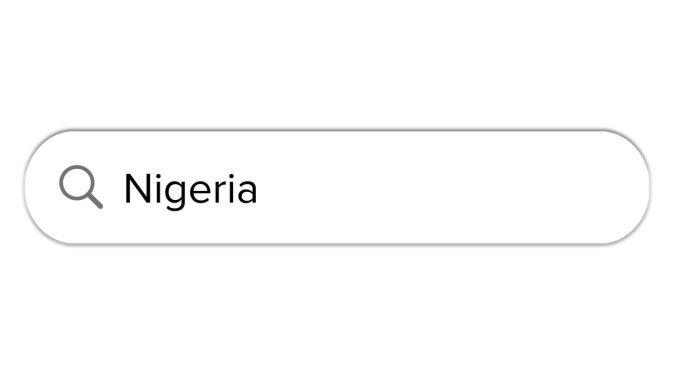 Www搜索栏图标与尼日利亚文本隔离在白色背景上