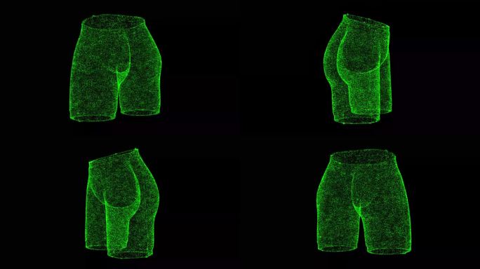 3D健身短裤旋转黑色bg。体育的概念。商业广告背景。用于标题，文本，演示。3d动画60 FPS。
