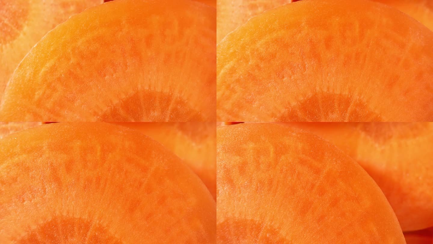 使用探针镜头的胡萝卜片的微距视频