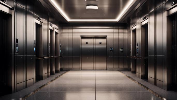 金属门电梯电梯间概念背景03