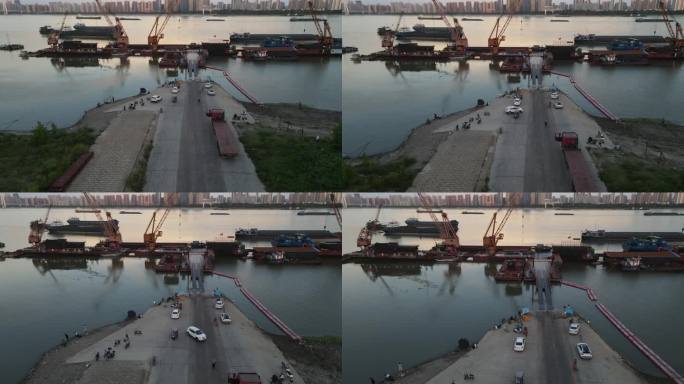武汉长江二桥日落码头运输船货船82