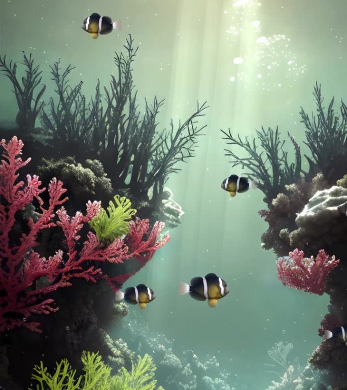 海底背景——珊瑚礁上的热带鱼