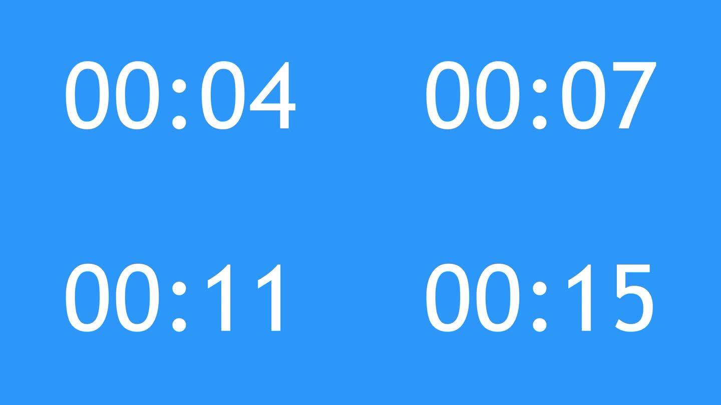 4k简单的动画倒计时计时器时钟从。秒倒计时从0到20在uhd蓝屏。创意简单的秒表时钟bg。数字科技倒