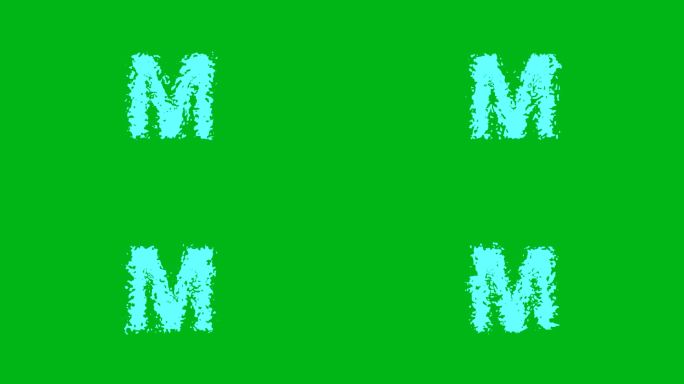 英文字母M与水波在绿色的屏幕背景