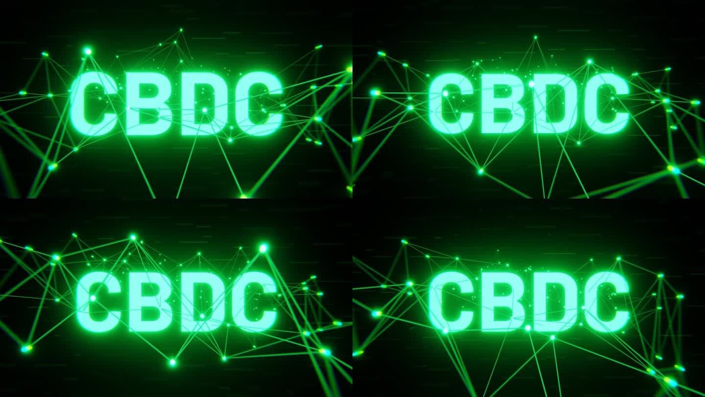 数字货币CBDC(中央银行数字货币)在未来主义背景上的3D动画是一种视觉上令人惊叹和未来主义的视觉元