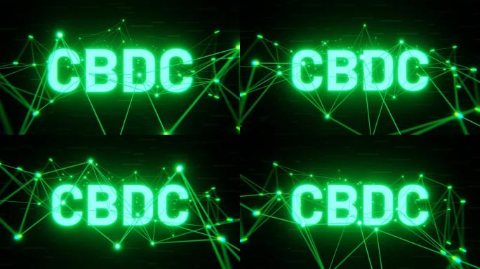 数字货币CBDC(中央银行数字货币)在未来主义背景上的3D动画是一种视觉上令人惊叹和未来主义的视觉元