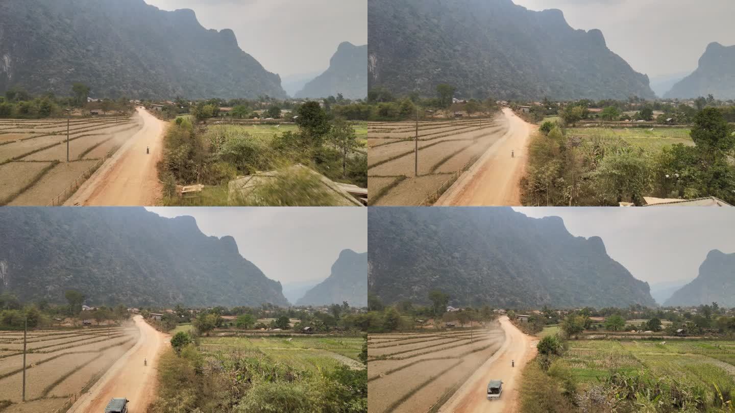 老挝万荣的鸟瞰图