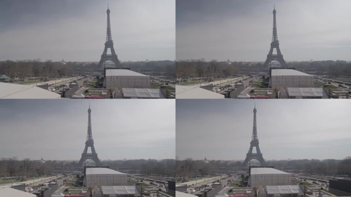 法国，巴黎——埃菲尔铁塔之旅。从巴黎人的权利广场看铁娘子