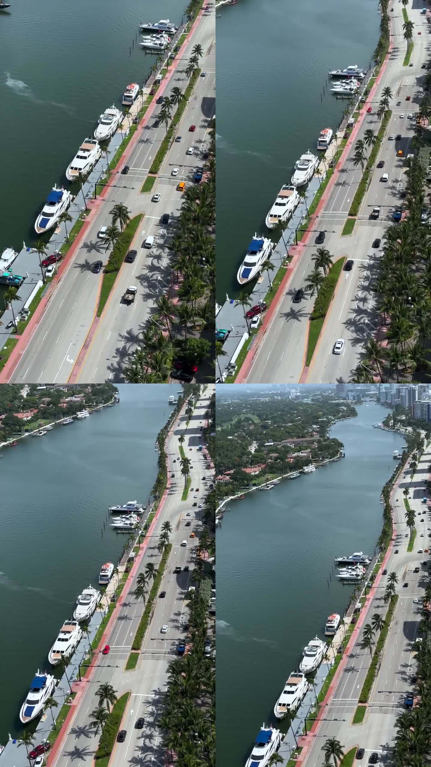 迈阿密海滩近岸内航道鸟瞰图