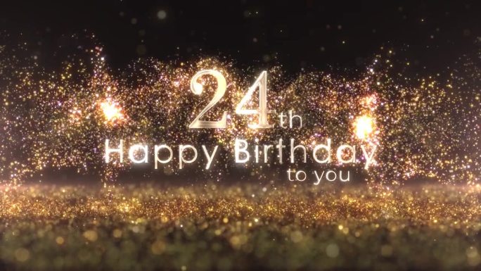 24岁生日祝福用金色的纸屑和颗粒，24岁生日，生日庆祝