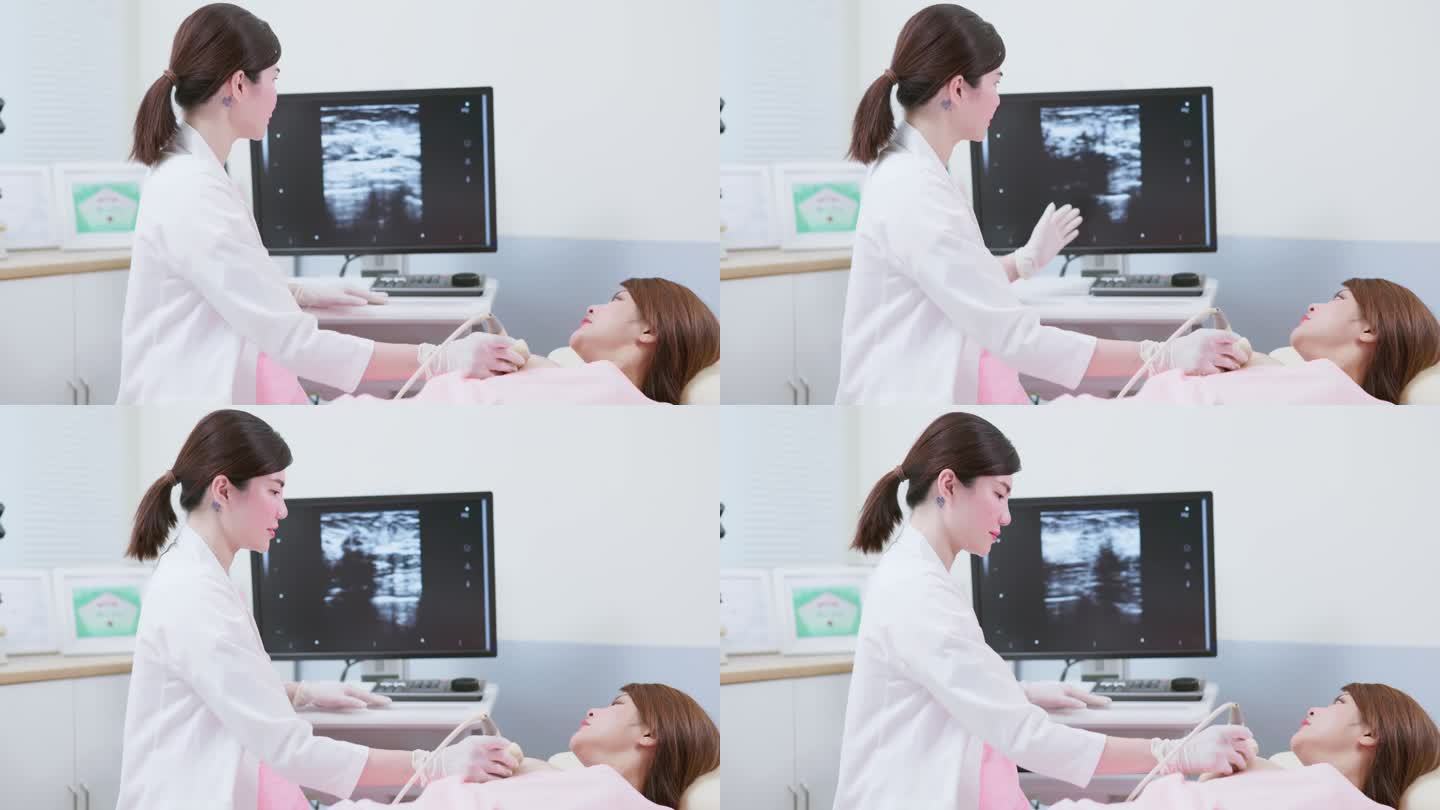女性乳房超声检查特写镜头乳腺检测医学影像