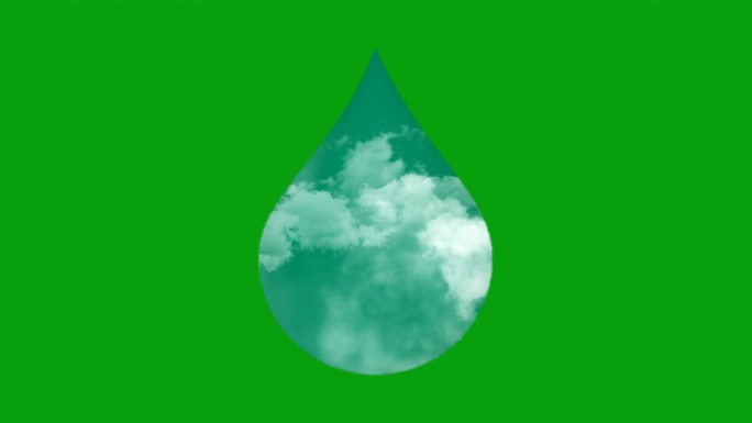 移动的云在一个绿色的水滴屏幕运动图形