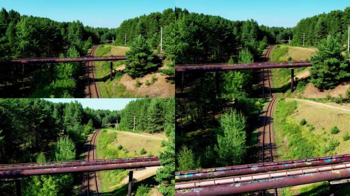 《切尔诺贝利》电视连续剧中，考纳斯铁路上一座废弃的人行天桥的4K航拍画面