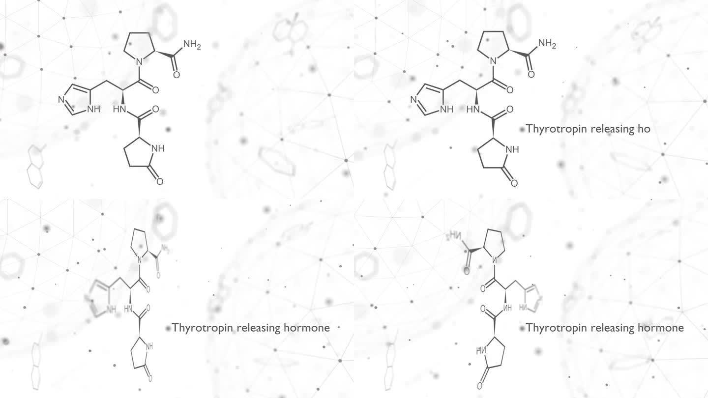 TRH或促甲状腺激素释放激素化学式。化学分子结构。