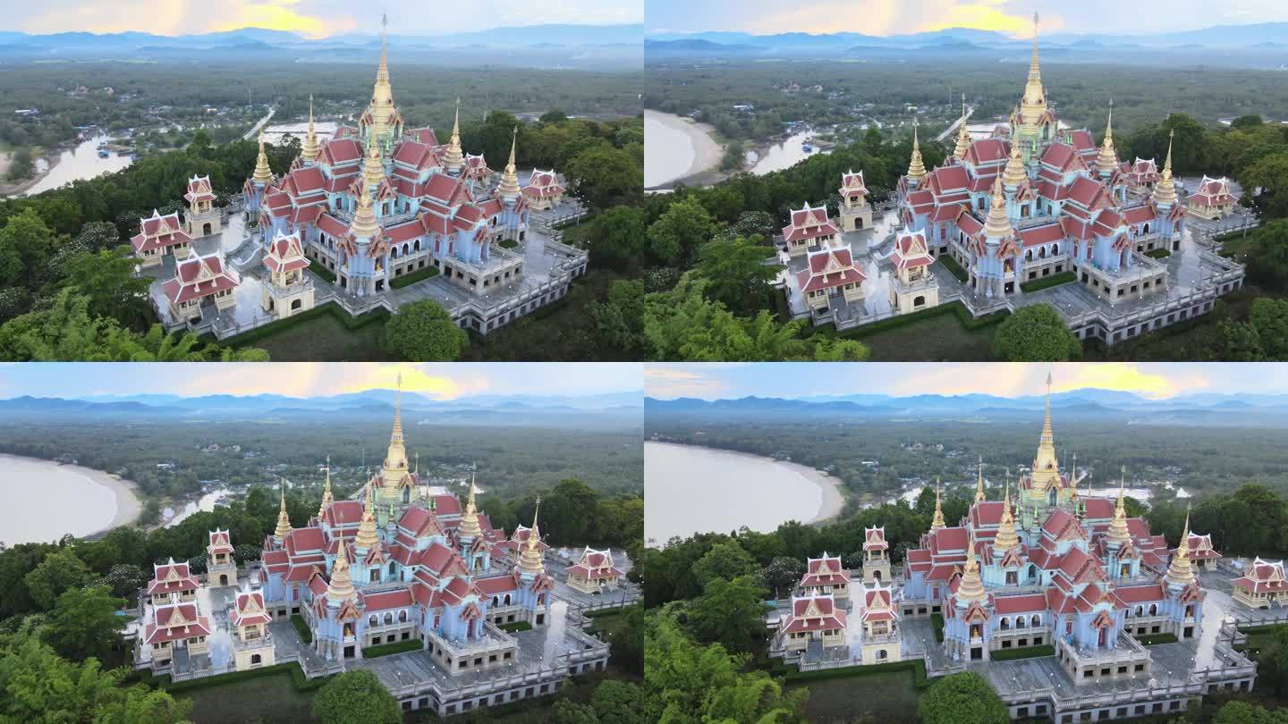 鸟瞰图，在泰国的Prachuap Khirikhan，唐寺寺