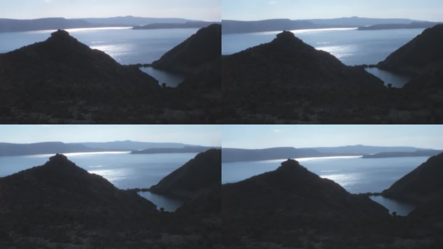 崖边镜头的岩石达尔马提亚海岸在亚得里亚海与山脉