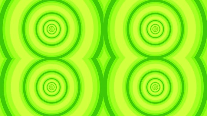 飞行通过光学错觉的圆圈创造抽象的隧道。绿色的频谱。现代彩色4k无缝循环动画。