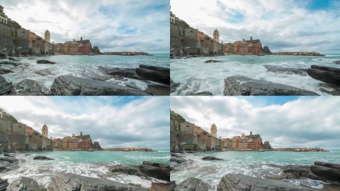 意大利，五渔村，色彩斑斓的悬崖边小镇。