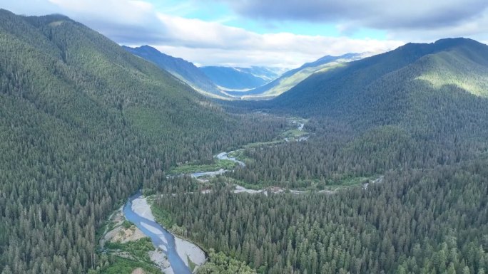 西澳奥林匹克半岛的山景和河川鸟瞰图