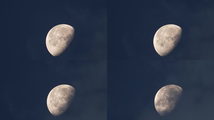 当云在前面移动时，月亏时的景象