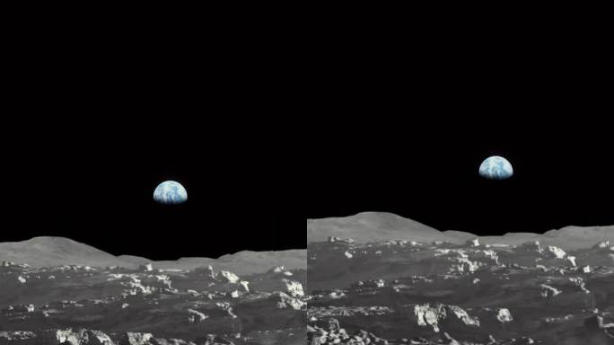 月球的太空殖民。放大带瑞士国旗的月球车探索月球表面的垂直视频