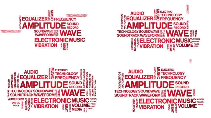4k振幅波动画标签字云，文字设计动画无缝循环。
