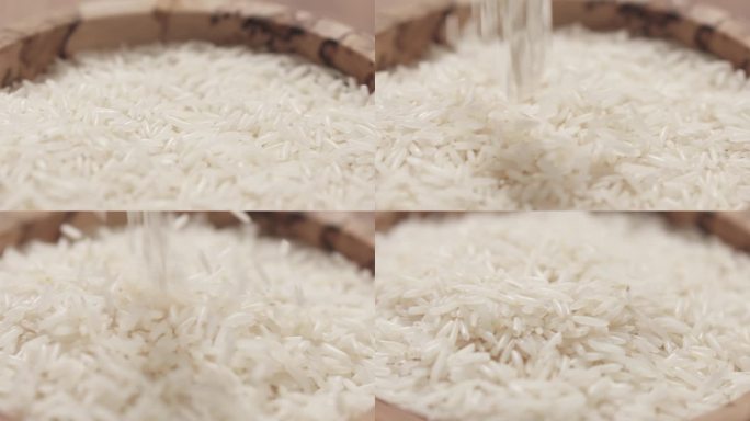 印度香米掉进碗里的慢镜头