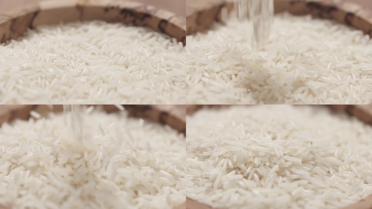印度香米掉进碗里的慢镜头