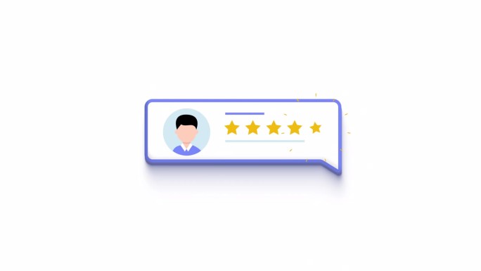 客户评论评级消息与五星在文本框3d图标