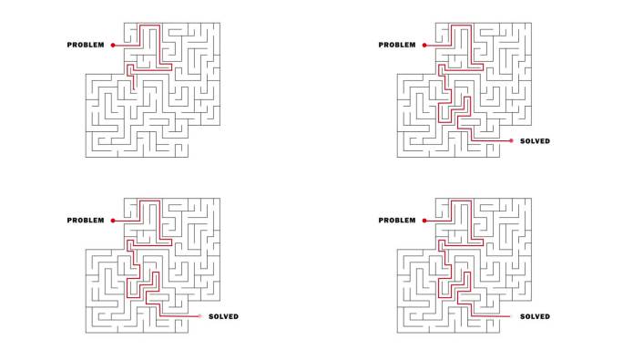 迷宫解决路径复杂的方式。解决问题和找出存在的迷宫概念。经营理念