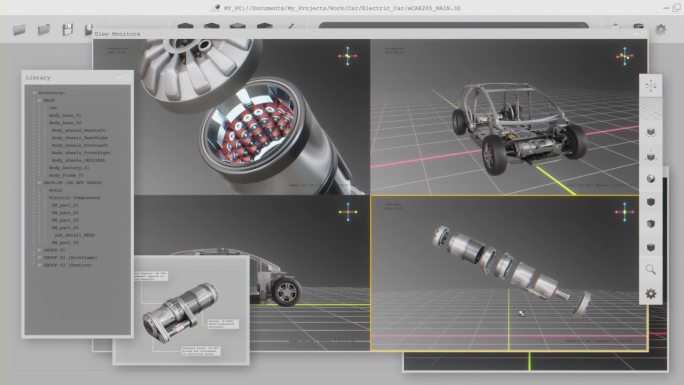 概念三维CAD软件，开发电动汽车