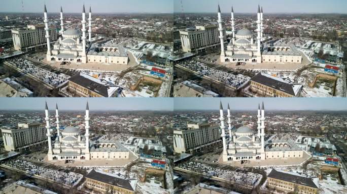 伊玛目萨拉希比什凯克中央清真寺，无人机旋转拍摄