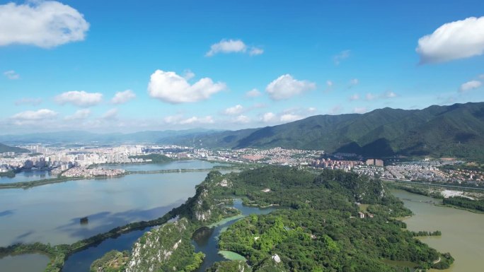 航拍的七星洞在肇庆市，中国