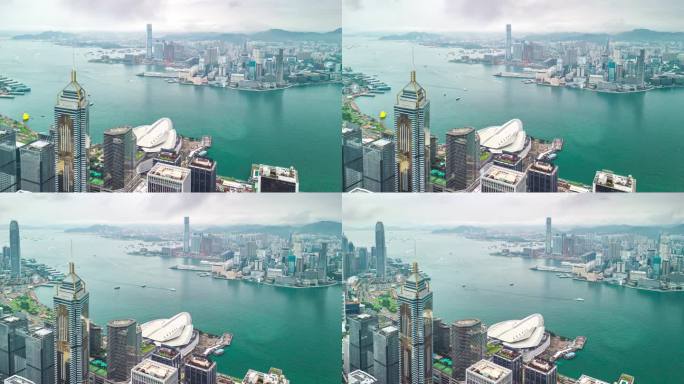 香港城市在雨季的天际线。