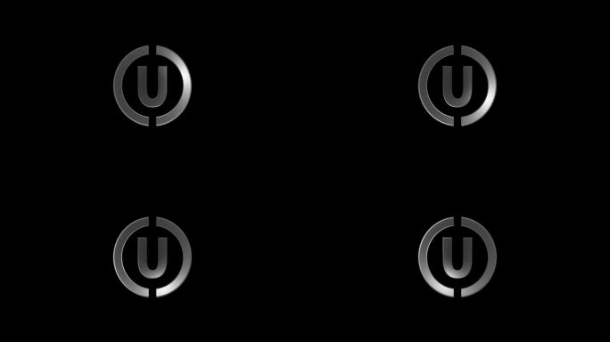 U字母标志与圆形的商业和公司标志设计的4k镜头视频