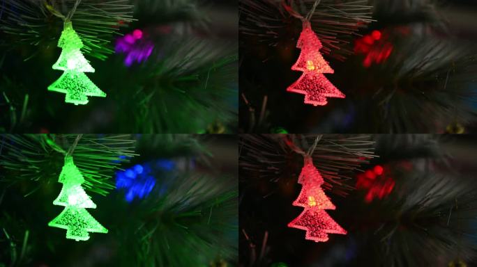 圣诞树上装饰着美丽的圣诞装饰灯