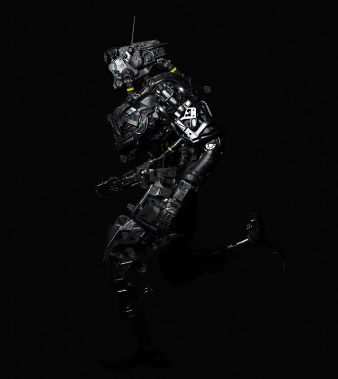 机器人，半机械人，运动，背景音乐，3d渲染