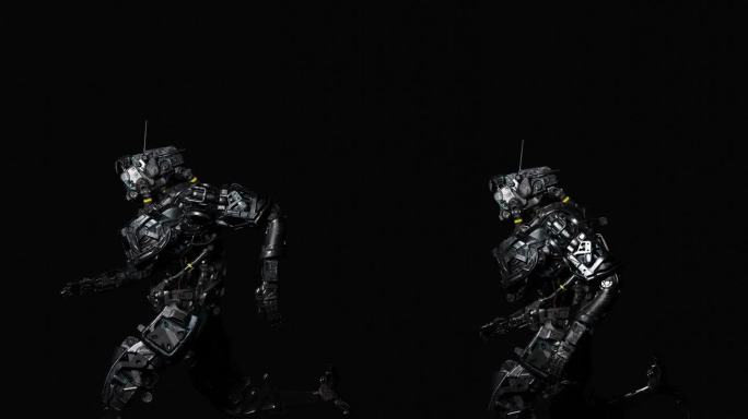 机器人，半机械人，运动，背景音乐，3d渲染