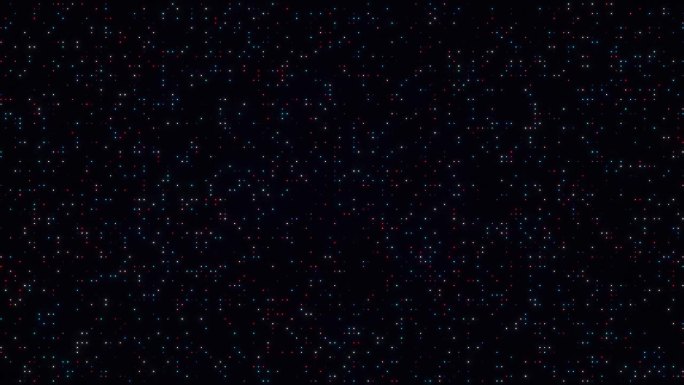 蓝、红、白发光的环境数字代码空间。网络浮动点背景循环。网络慢流像素概念无缝背景。抽象数据网格创意设计