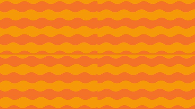 动画的橙色波浪背景。毛圈的视频。装饰波逐渐移动。平的模式。矢量插图。