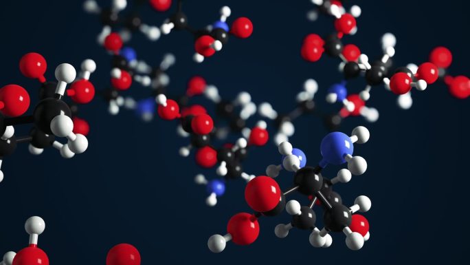 旋转分子化合物的三维渲染