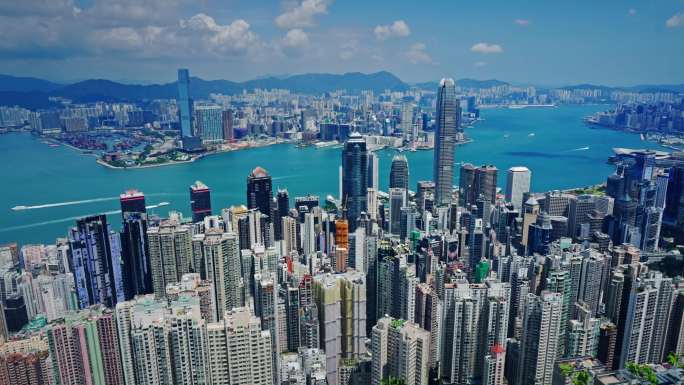 【正版素材】香港大景全景大气俯拍7203
