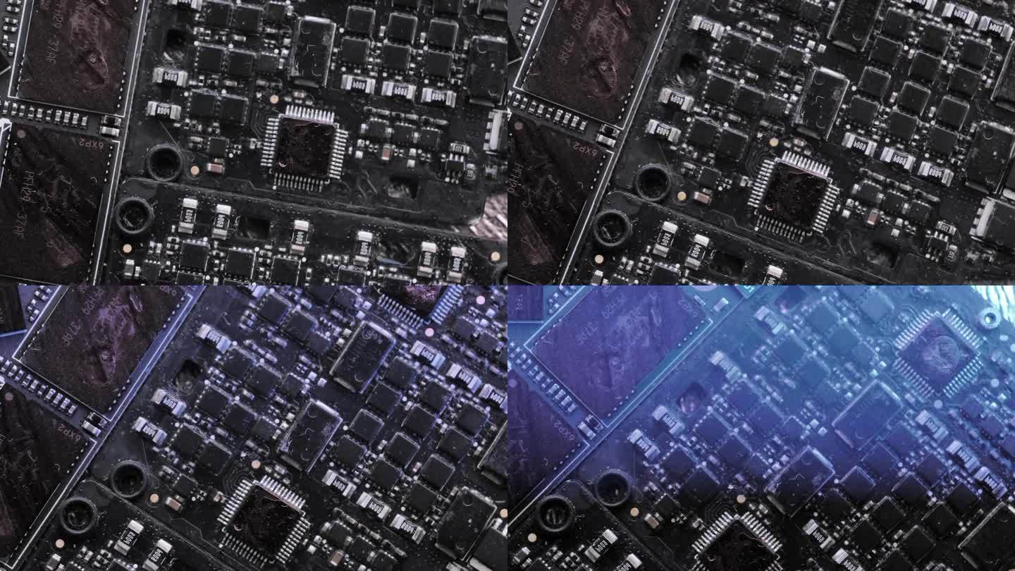 微芯片和微处理器，焦虑地发出蓝光。