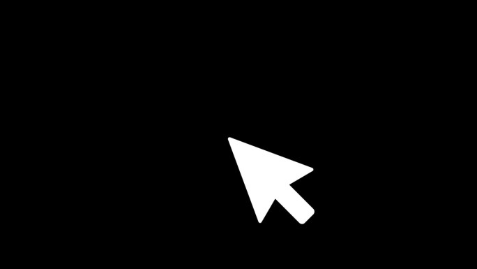 鼠标图标动画与点击箭头在黑色背景。点击并按箭头在Alpha通道