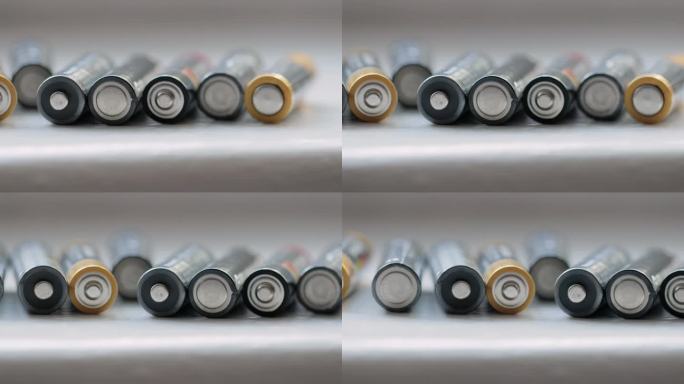 电池回收理念:废旧电池特写