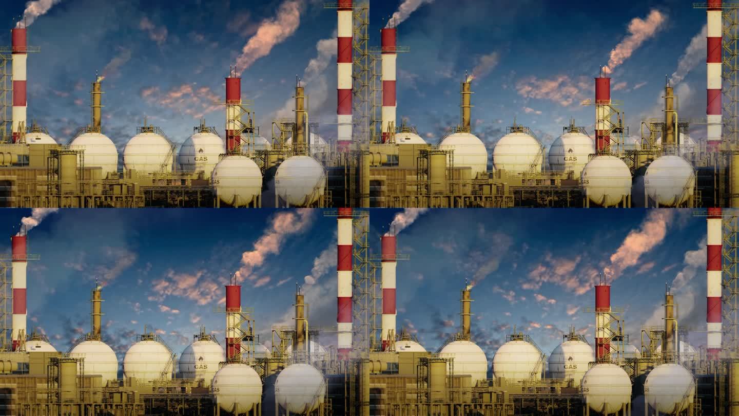液化天然气-液态可燃气体大规模工业设施与存储，有效的循环视频