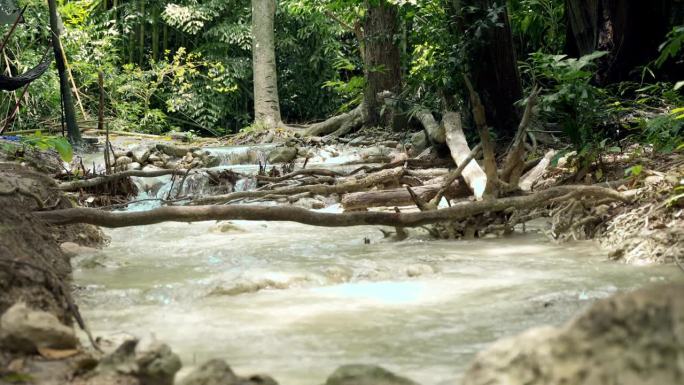 瀑布自然景树河森林海氧吧瀑布溪流水